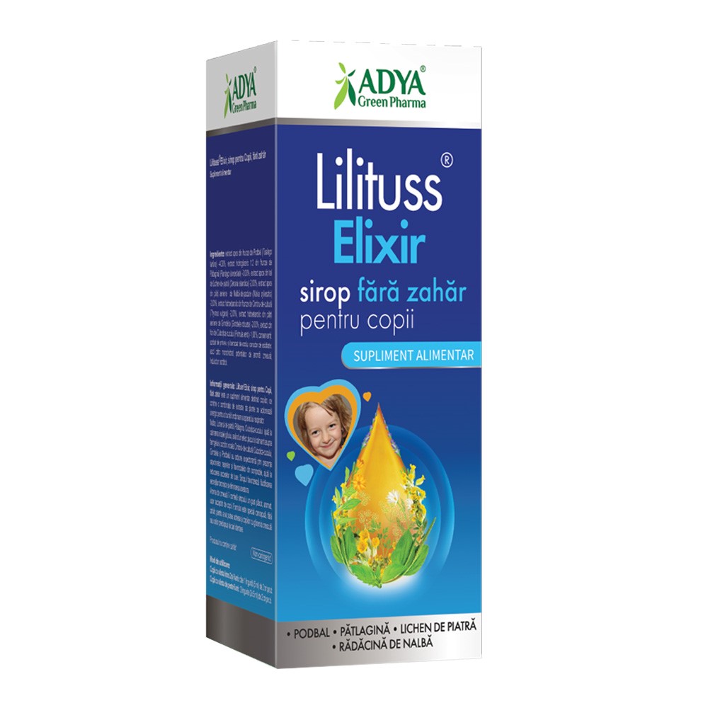 Lilituss Elixir Sirop Copii Fara Zahar, 180ml, Adya - Pret