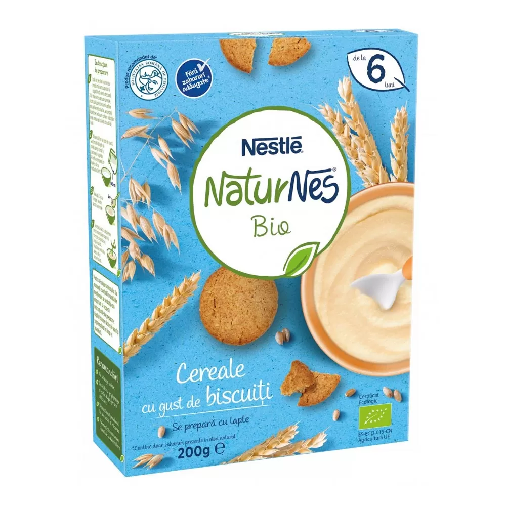 Nestle Cereale Naturnes Bio cu Gust de Biscuiti, de la 6 luni x 200 g