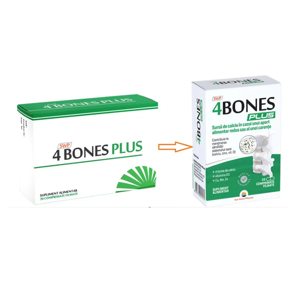 4 Bones Plus, 30 comprimate, Sun Wave Pharma