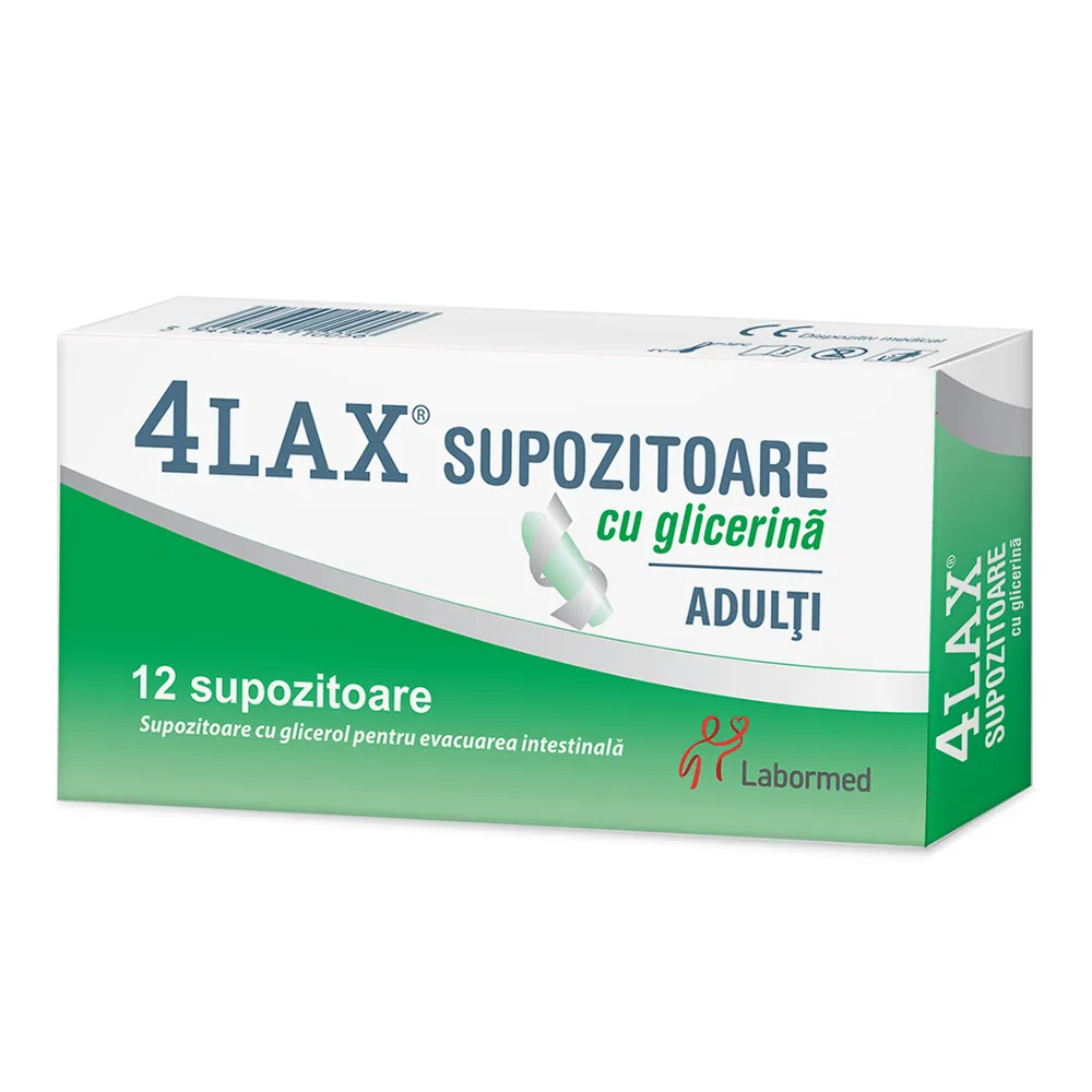 Supozitoare cu Glicerina Adulti 4Lax, 12 buc, Labormed