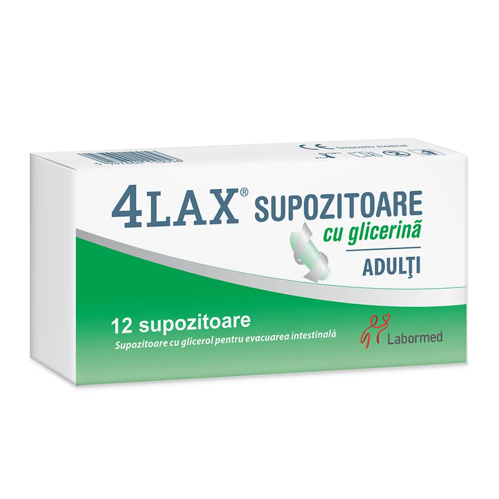 Supozitoare cu Glicerina Adulti 4Lax, 12 buc, Labormed