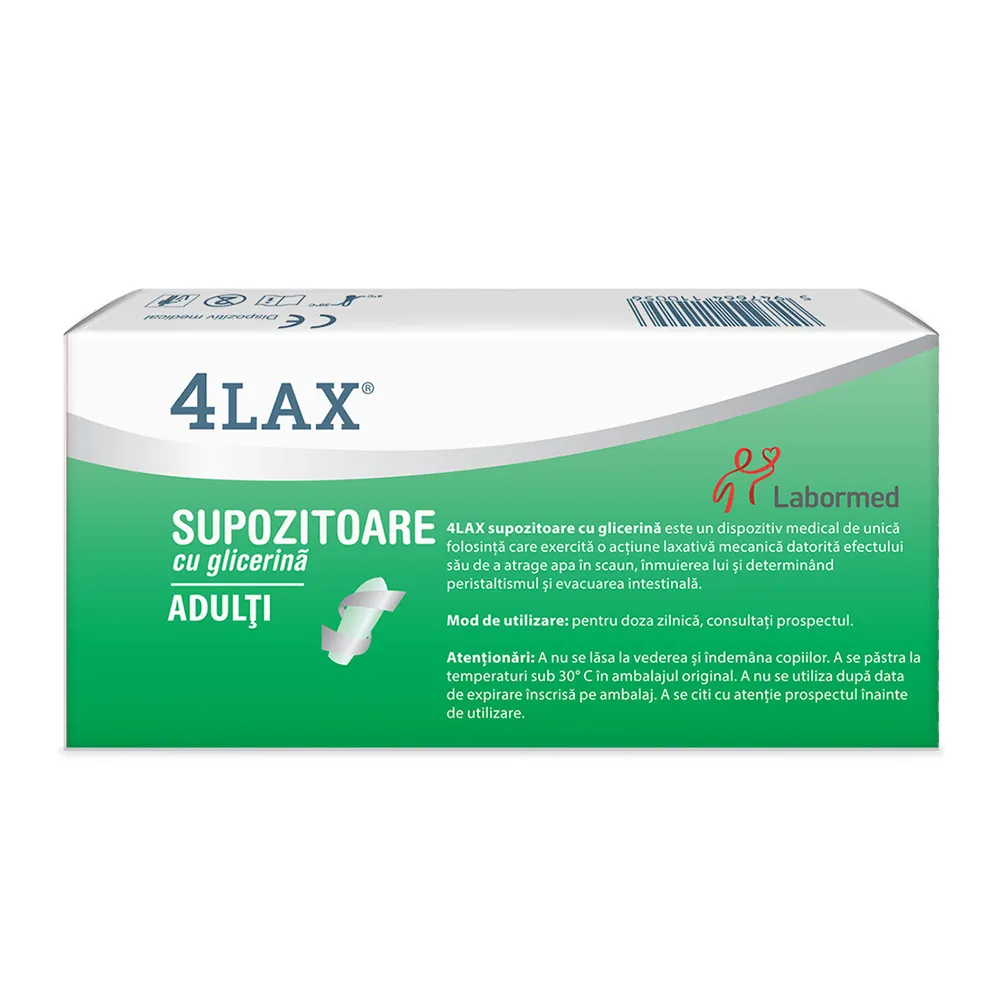 Supozitoare cu Glicerina Adulti 4Lax, 12 buc, Labormed