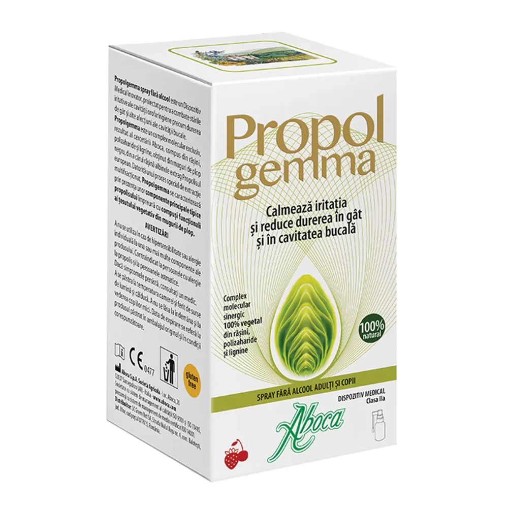 Propolgemma spray de gat fara alcool pentru adulti si copii, 30 ml, Aboca