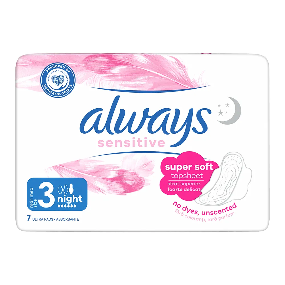 Absorbante Always Sensitive Ultra Night, 7 bucati, P&G