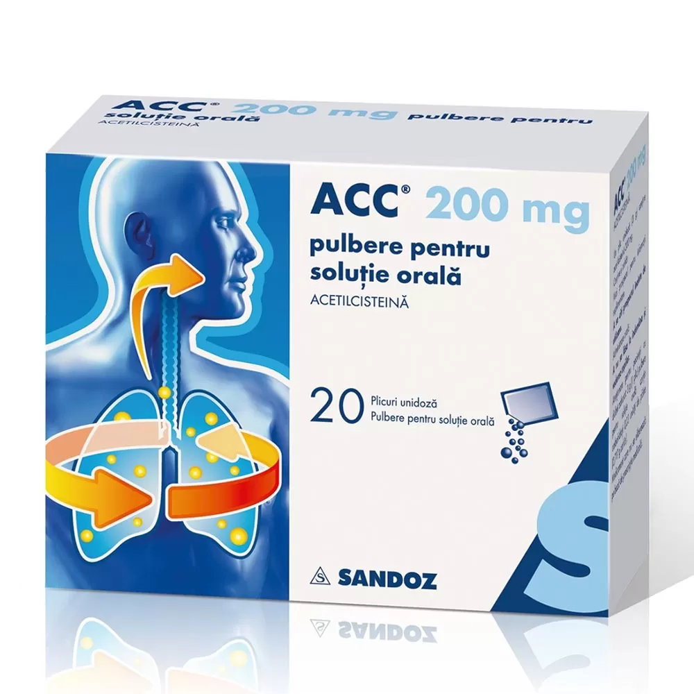 Acc, 200 mg pulbere pentru solutie orala, 20 plicuri, Sandoz