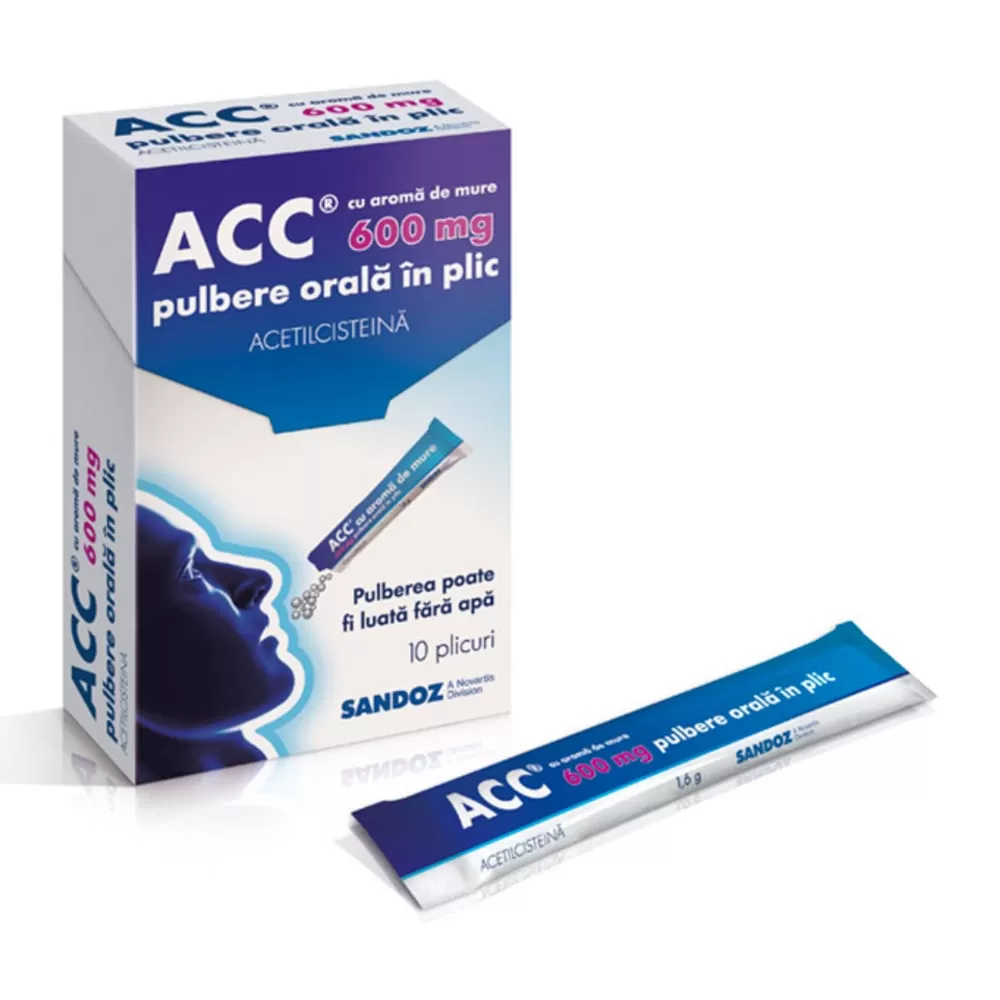 Acc 600 mg Mure -pulbere orala in plic x 10 -Sandoz