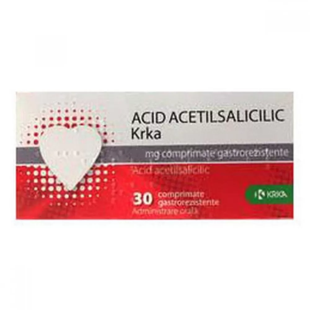Acid acetilsalicilic, 100 mg, 30 comprimate gastrorezistente, Krka