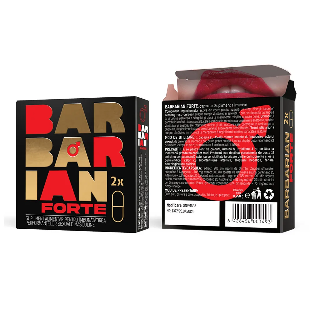 Supliment pentru potenta Barbarian Forte, 2 capsule, Adya