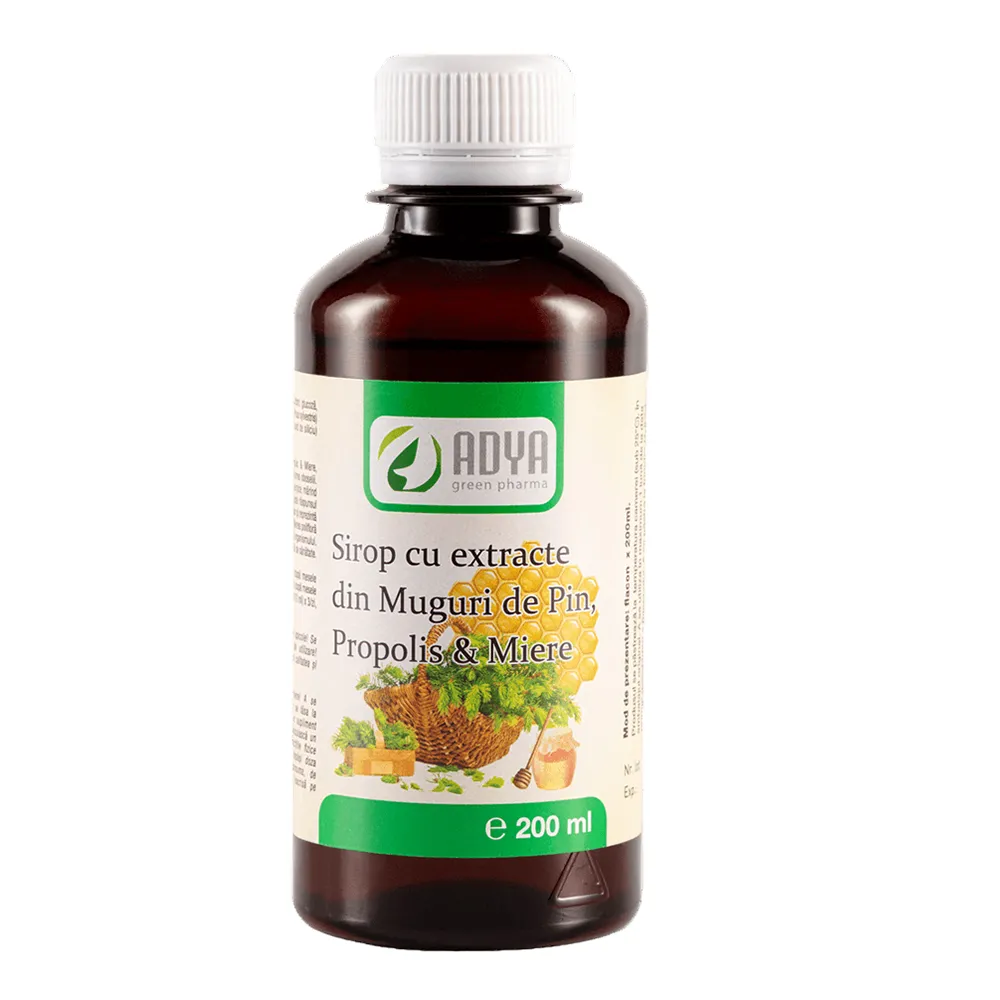 Sirop cu extracte din muguri de pin, propolis si miere, 200 ml, Adya Green Pharma