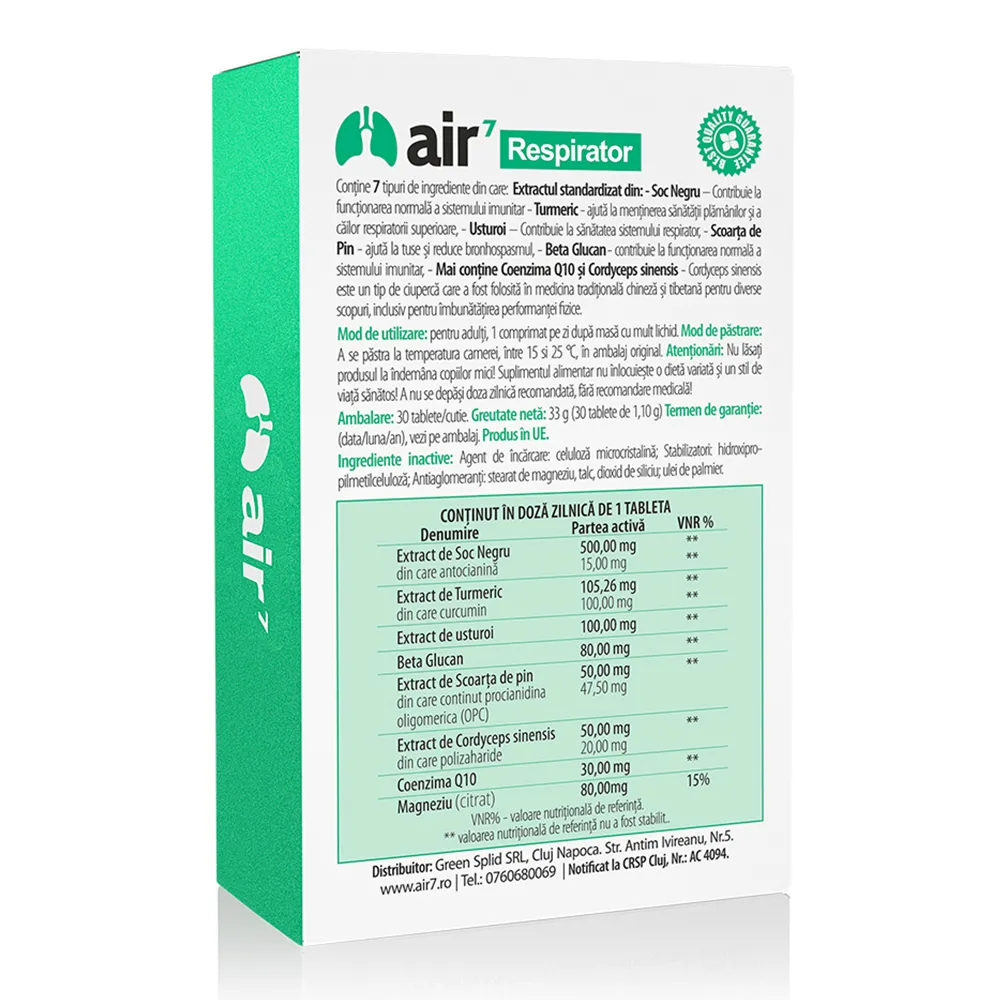 AIR 7 Respirator, 30 tablete, Green Splid
