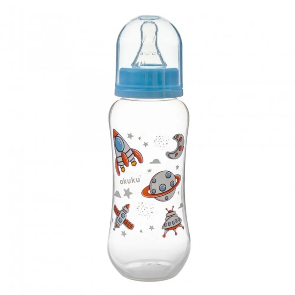 Biberon Clasic cu Tetină din Silicon A0105, 250 ml, Fără BPA, Akuku