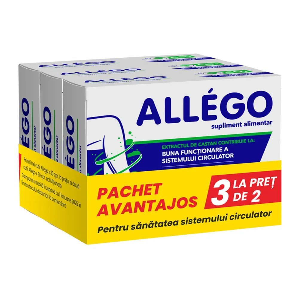 Pachet Allego, 30 comprimate filmate, Fiterman (2+1 Promo)
