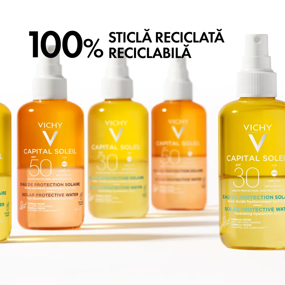 Apa cu protectie solara SPF 30, pentru bronz de durata, fata si corp, 200 ml, Capital Soleil, Vichy