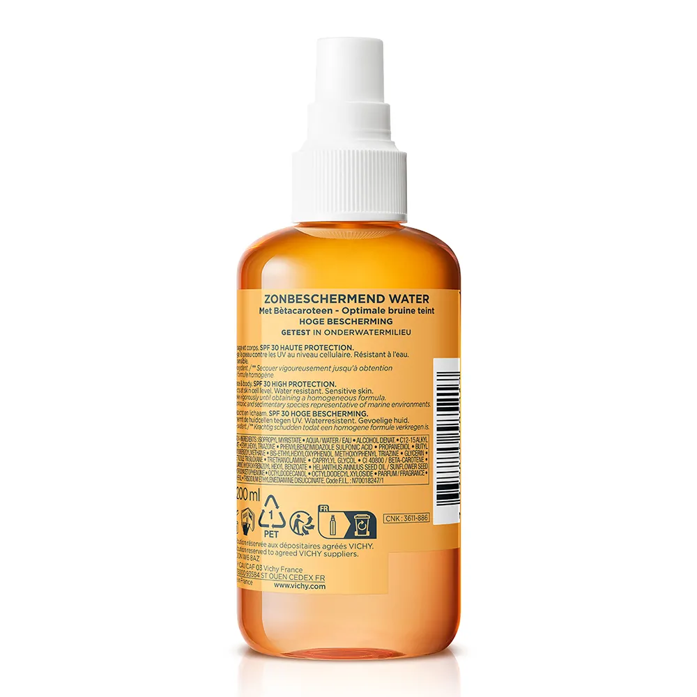 Apa cu protectie solara SPF 30, pentru bronz de durata, fata si corp, 200 ml, Capital Soleil, Vichy