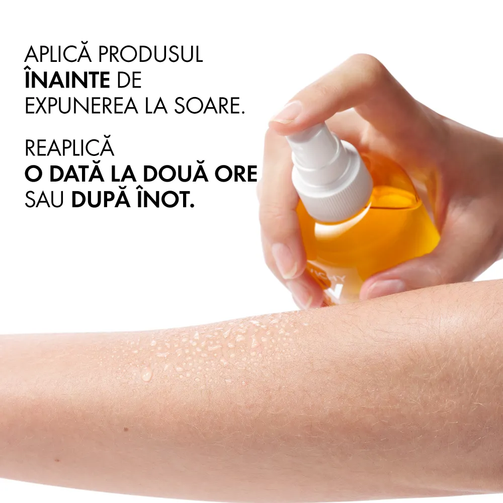 Apa cu protectie solara SPF 50, pentru bronz de durata, fata si corp, 200 ml, Capital Soleil, Vichy