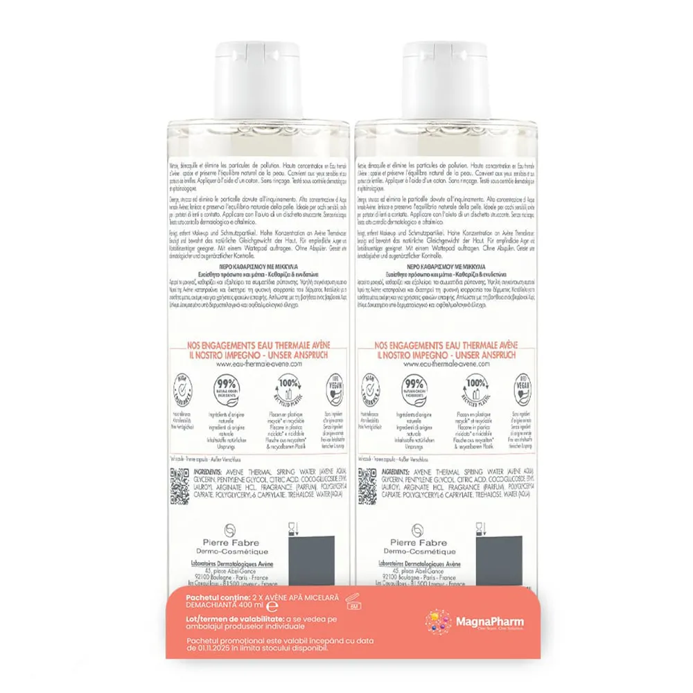 Apa Micelara Demachianta, 400ml (1+1 Pachet Promo), Avene