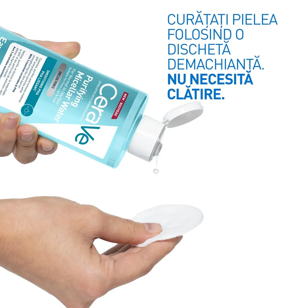 Apa micelara purifianta pentru ten normal si gras, 400 ml, CeraVe