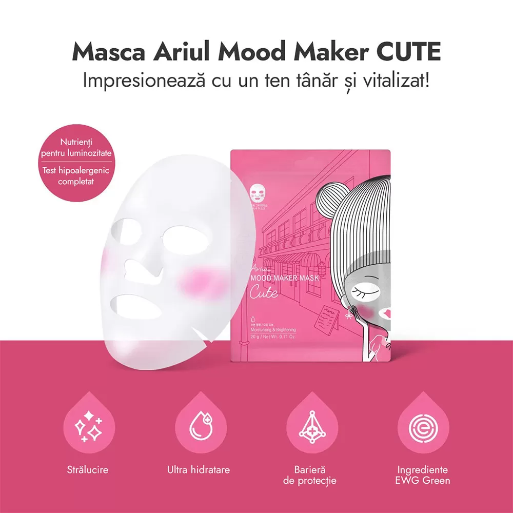 Ariul 7Days Masca Mood Maker Cute Hidratare si Luminozitate x 20 g