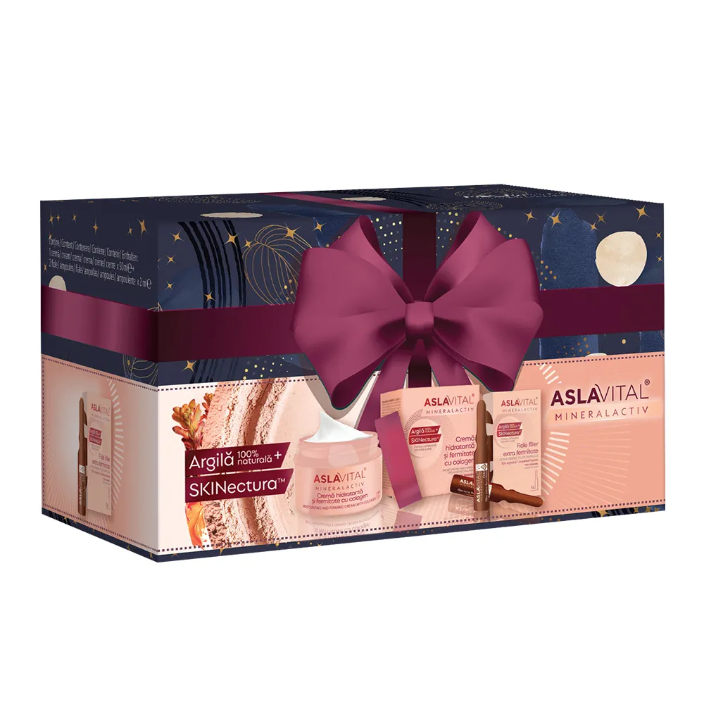 Pachet Crema Antirid si Fermitate cu Colagen SPF15, 50ml+ 2 Fiole Filler Extra Fermitat, Aslavital Mineral Activ