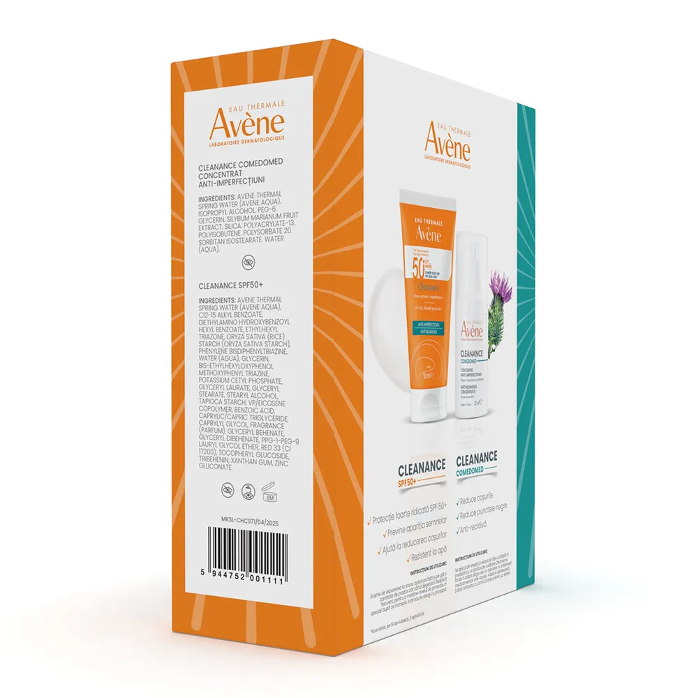 Pachet Cleanance Comedomed, 30ml + Cleanance Crema SPF50+ Triasorb, 50ml, Avene