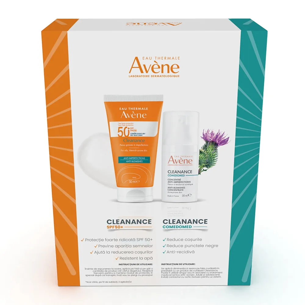 Pachet Cleanance Comedomed, 30ml + Cleanance Crema SPF50+ Triasorb, 50ml, Avene