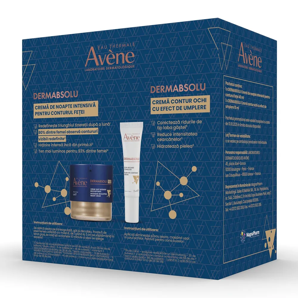 Pachet Crema de Noapte Intensiva Dermabsolu, 40ml + Crema Ochi Dermabsolu, 15ml (Pachet Promo), Avene
