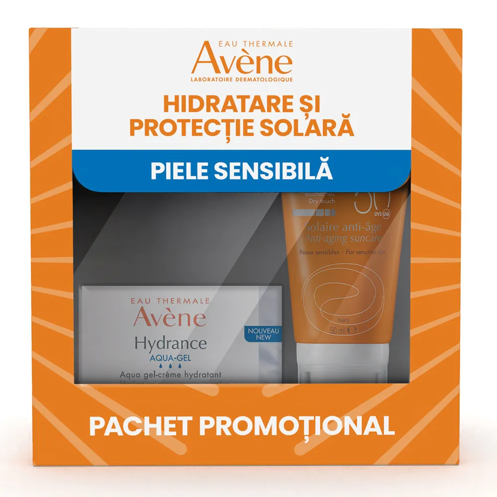 Pachet Hydrance Aqua Gel, 50ml + Crema Anti-Age SPF 50+, 50ml, Avene