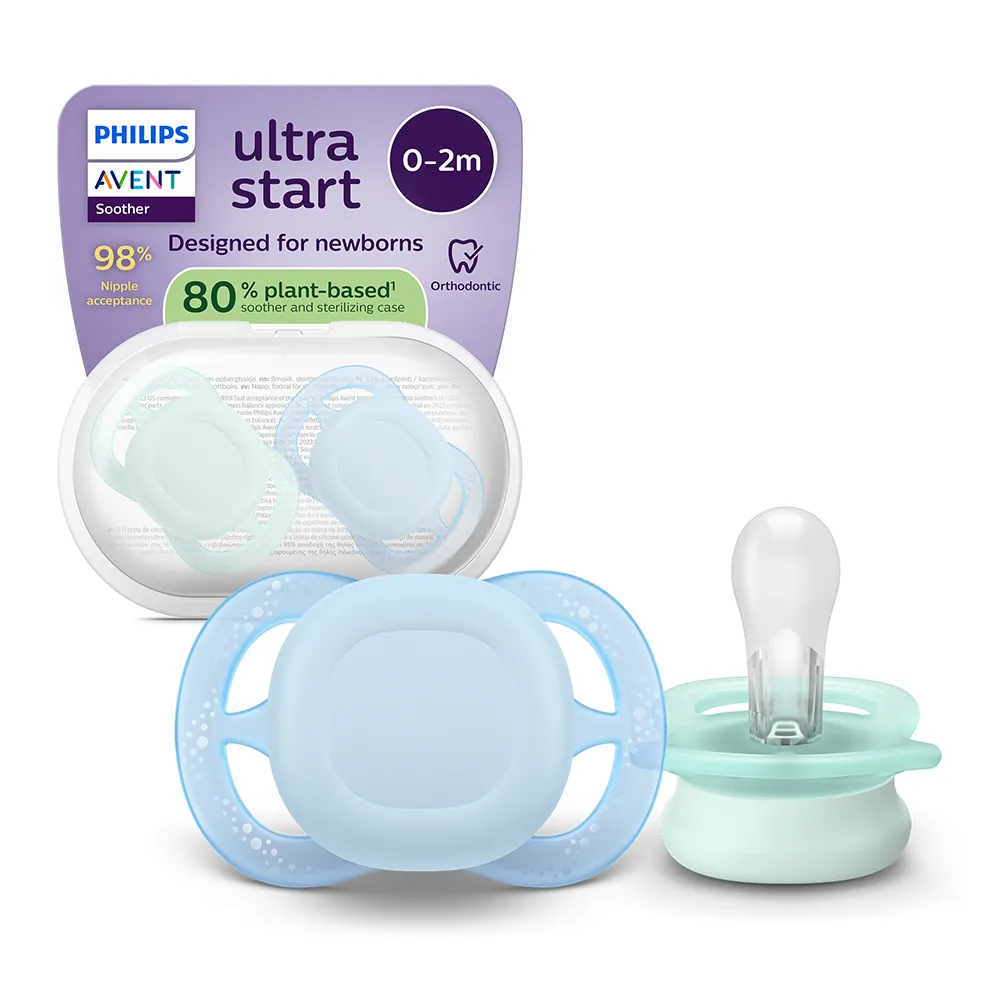 Suzeta Ultra Start Bleu/Verde 0-2luni 075/12, 2 buc, Avent Philips