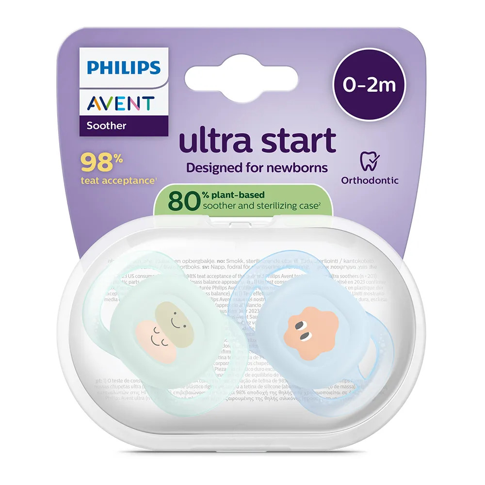 Suzeta Ultra Start Nou Nascut Figurine 0-2luni 075/14, 2 buc, Avent Philips