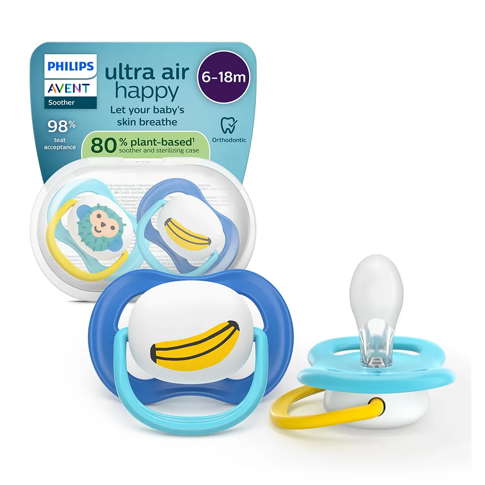 Suzeta Ultra Air Silicon Maimuta/Banana 6-18 luni 080/26, 2 buc, Avent Philips