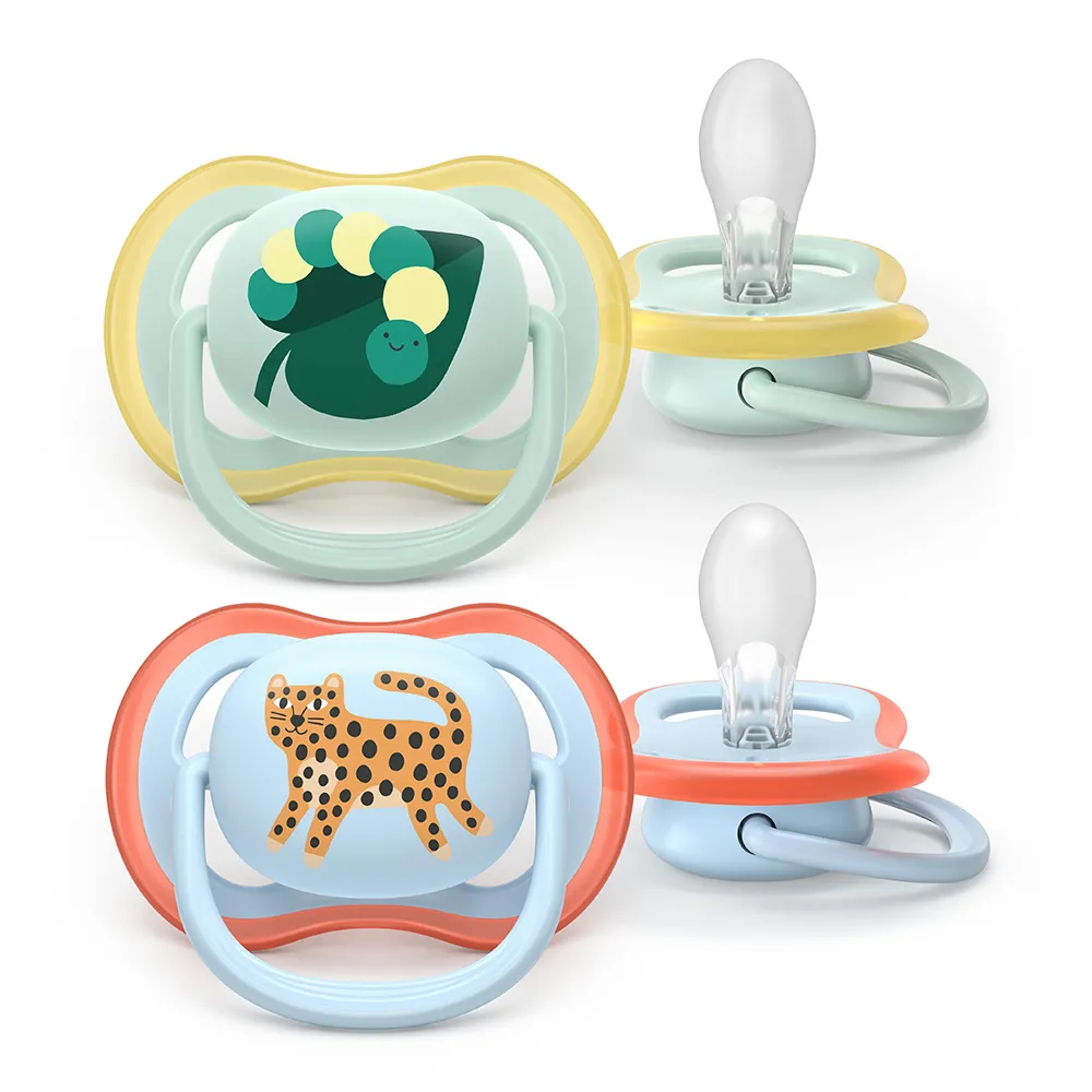 Suzeta Ultra Air Silicon Tigru/Frunza 0-6 luni 087/02, 2 buc, Avent Philips