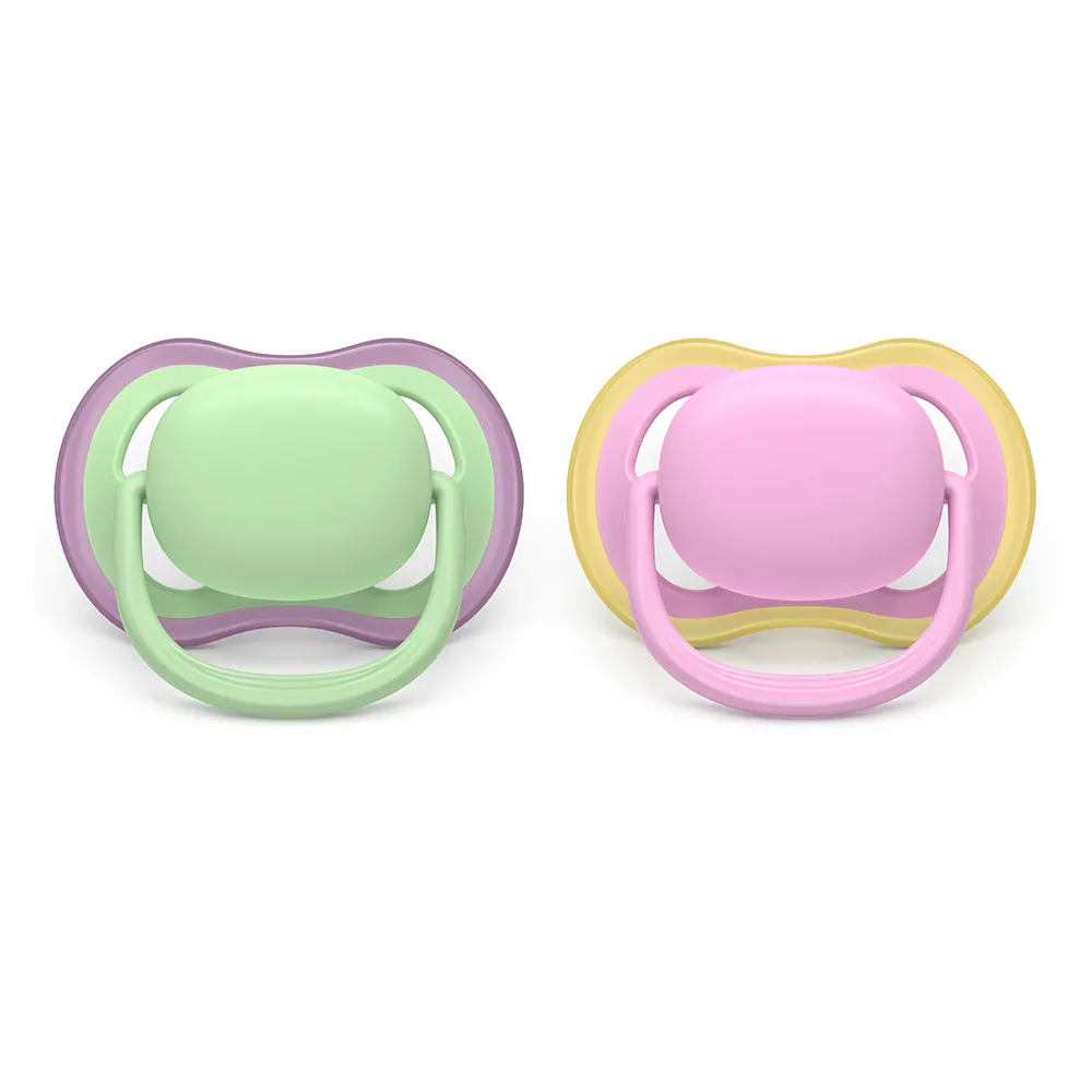 Suzeta Ultra Air Silicon Roz/Verde 6-18 luni 087/12, 2 buc, Avent Philips