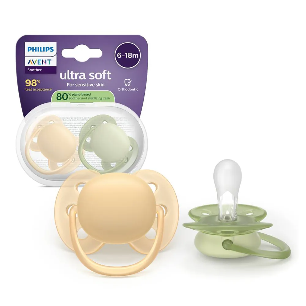 Suzeta Ortodontica Ultra Soft Galben/Verde 6-18 luni 091/45, 2 buc, Avent Philips