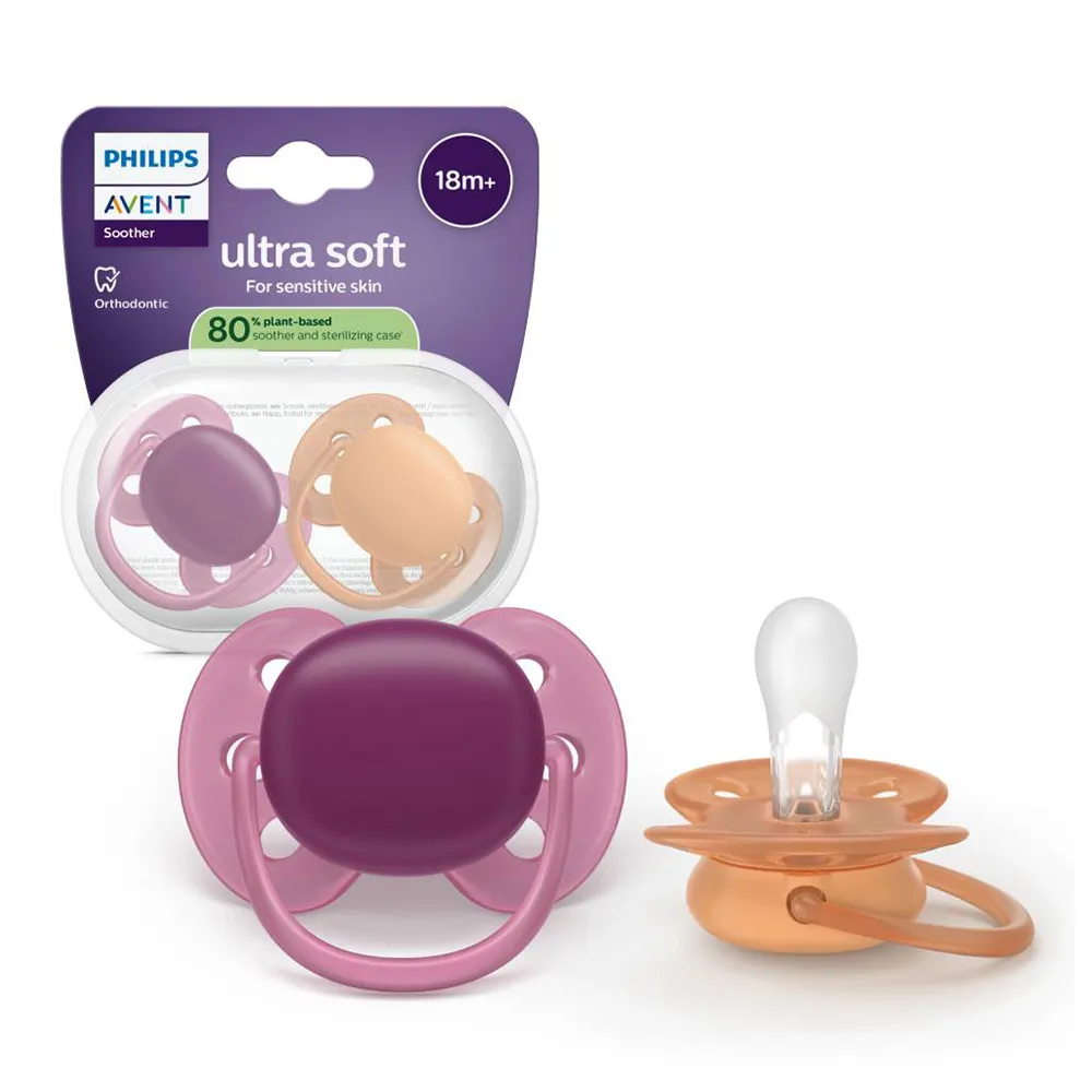 Suzeta Ortodontica Ultra Soft Mov/Portocaliu +18luni 093/03, 2 buc, Avent Philips