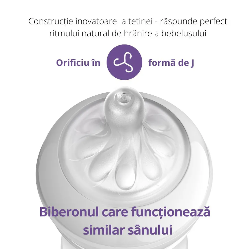 Set Biberoane Natural Response 2 x 125ml + 2 x 250ml + Suzeta + Perie 657/11, Avent Philips