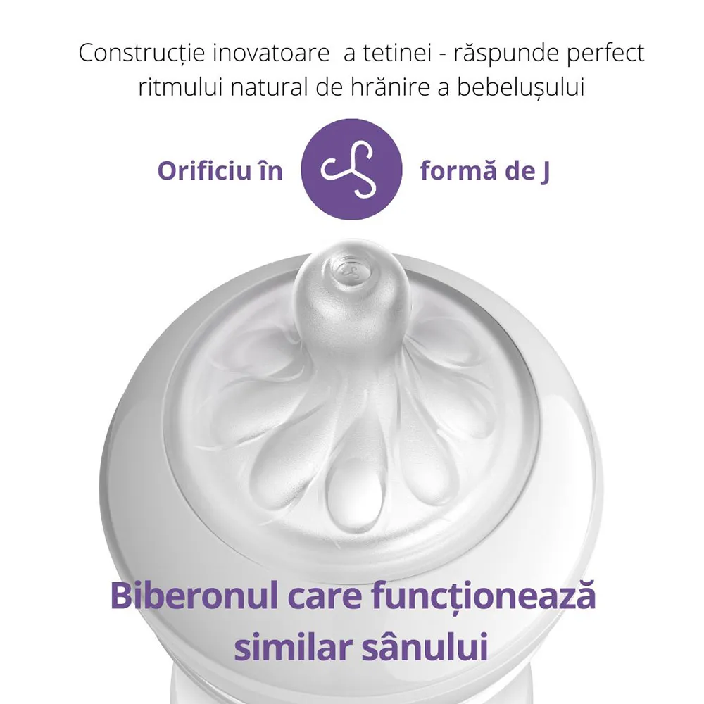 Set Biberon Natural Response cu Dispozitiv Anticolici +0 luni 2 670/02, 125ml, Avent Philips