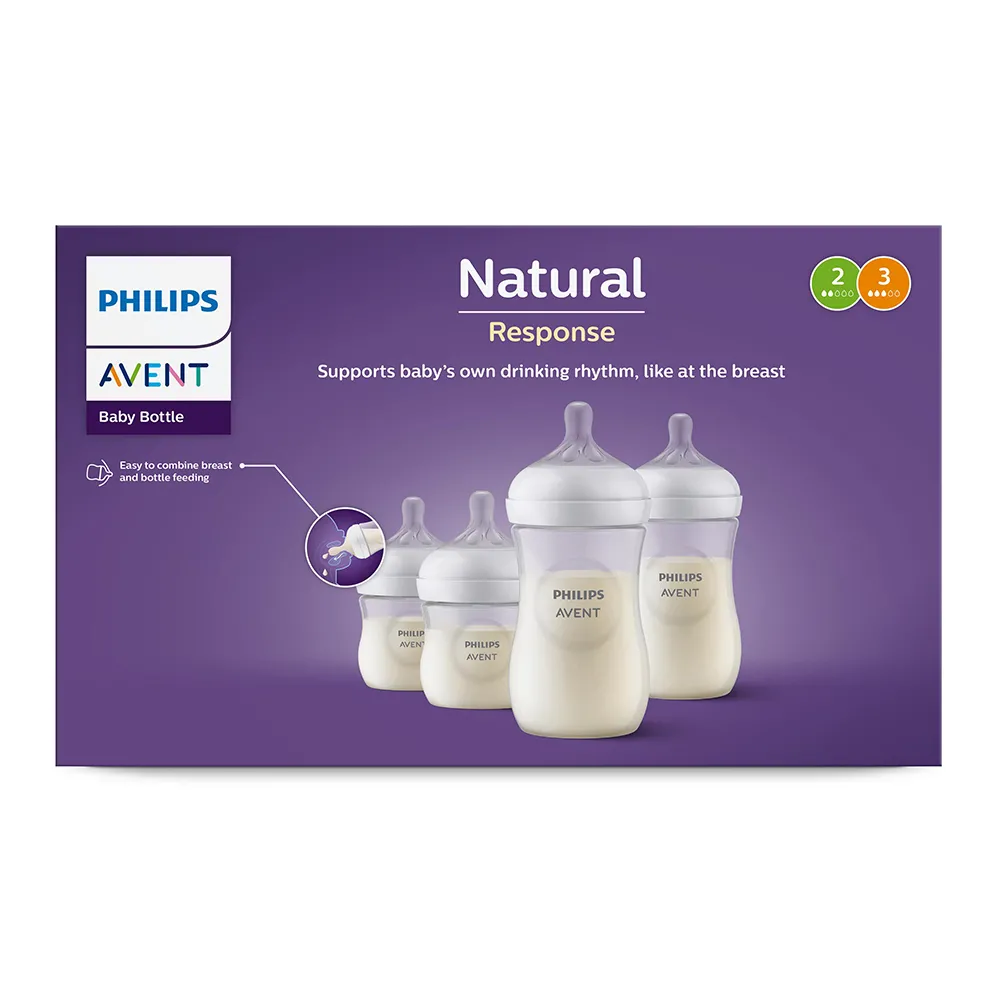 Set biberoane Natural Response, 0-6, SCD838/30, 4 buc, Philips Avent