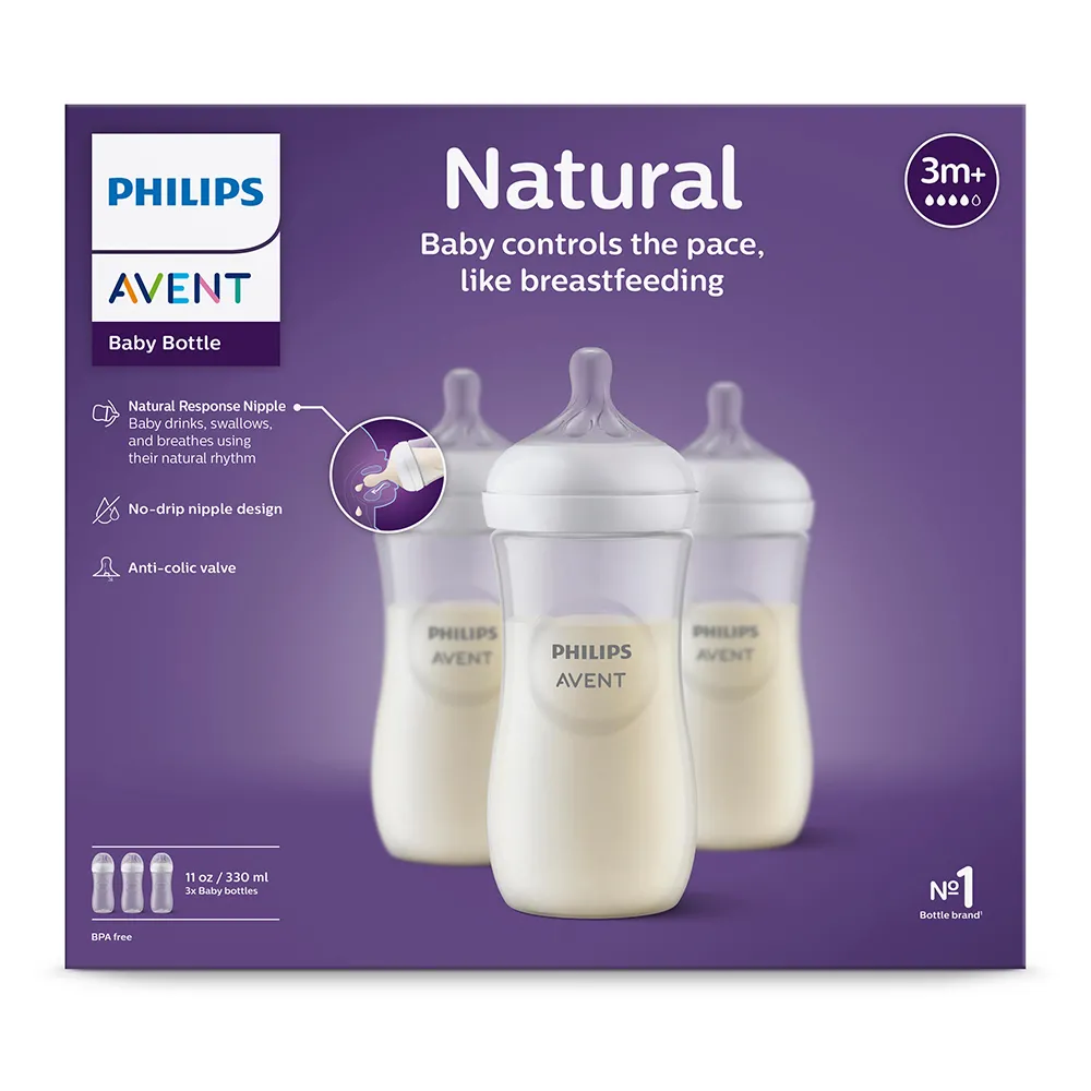 Set biberoane Natural Response, 6 luni+, SCY906/03, 3 x 330 ml, Philips Avent