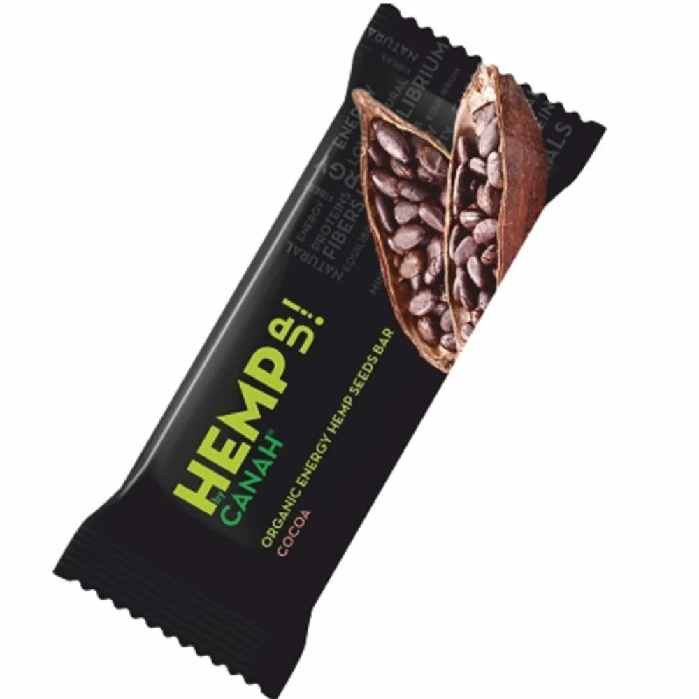 Baton bio cu seminte de canepa si cacao, 48 g, Canah
