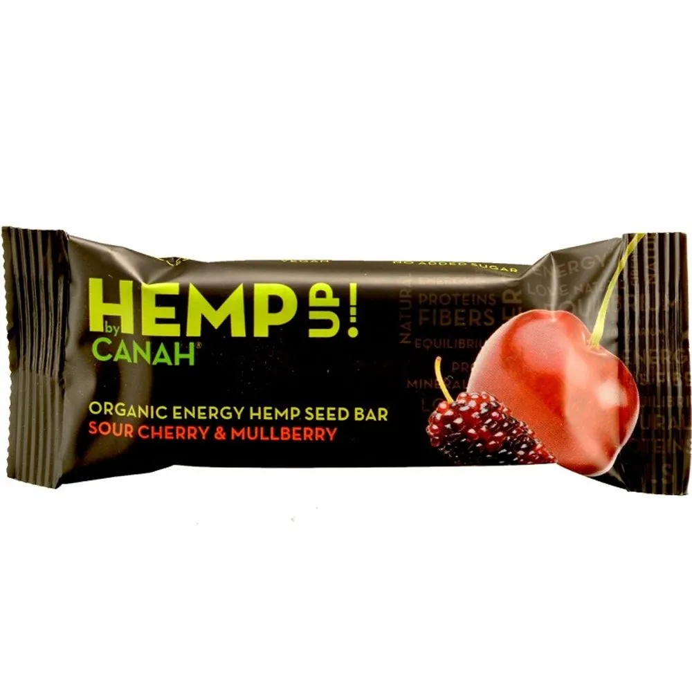 Baton din seminte de canepa cu visine si dude ECO, 48g, Canah