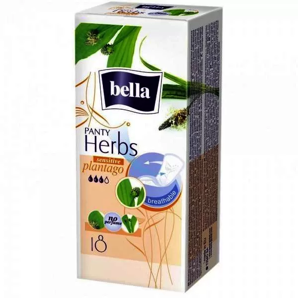 Absorbante zilnice Herbs Sensitive Patlagina, 12 bucati, Bella