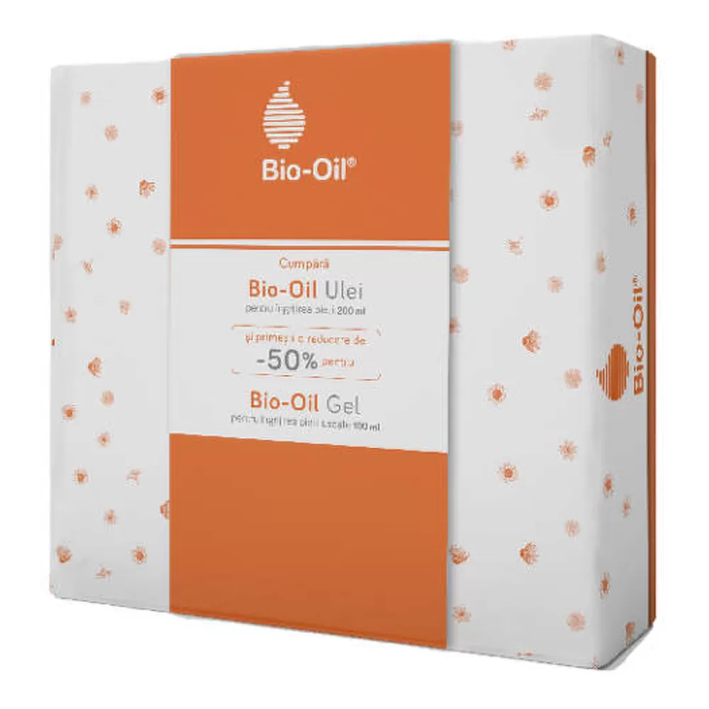Pachet Ulei pentru ingrijirea pielii, 200 ml + Gel pentru ingrijirea pielii uscate, 100 ml, Bio Oil