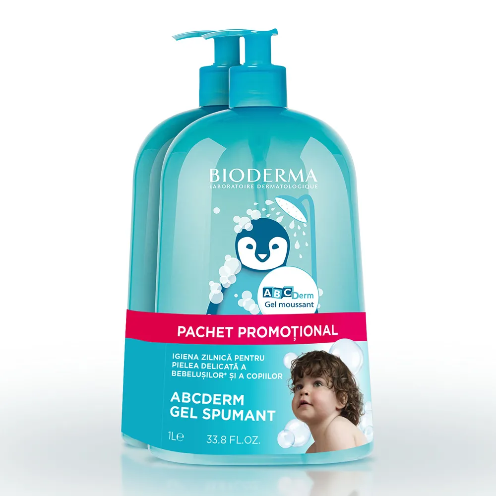 Pachet Gel Spumant ABC Derm, 2 x 1000ml, Bioderma