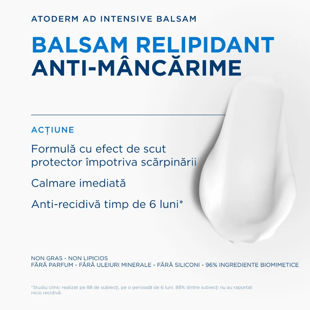 Balsam anti-prurit pentru piele foarte uscata si cu tendinta atopica, Atoderm AD Intensive , 400ml, Bioderma