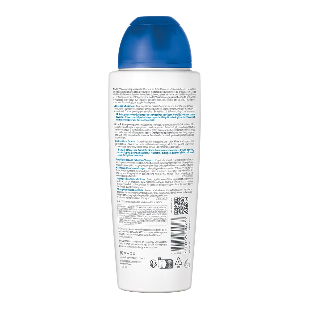 Șampon dermatologic anti-mătreață cu efect de calmare pentru scalp sensibil Node P, 400 ML, Bioderma