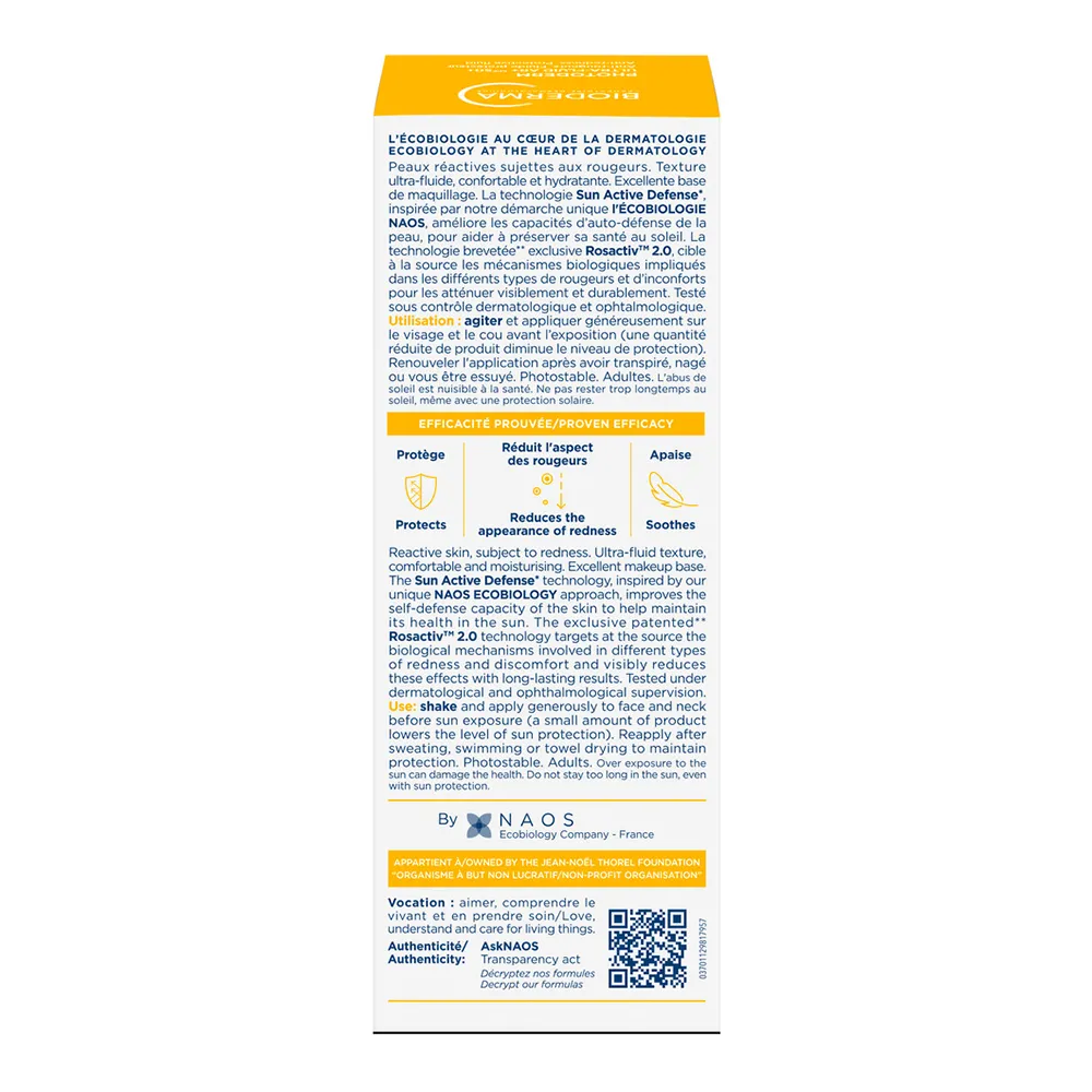 Protecție solară fluidă AR+ SPF50+ pentru piele sensibilă și reactivă, Photoderm, 40 ml, Bioderma