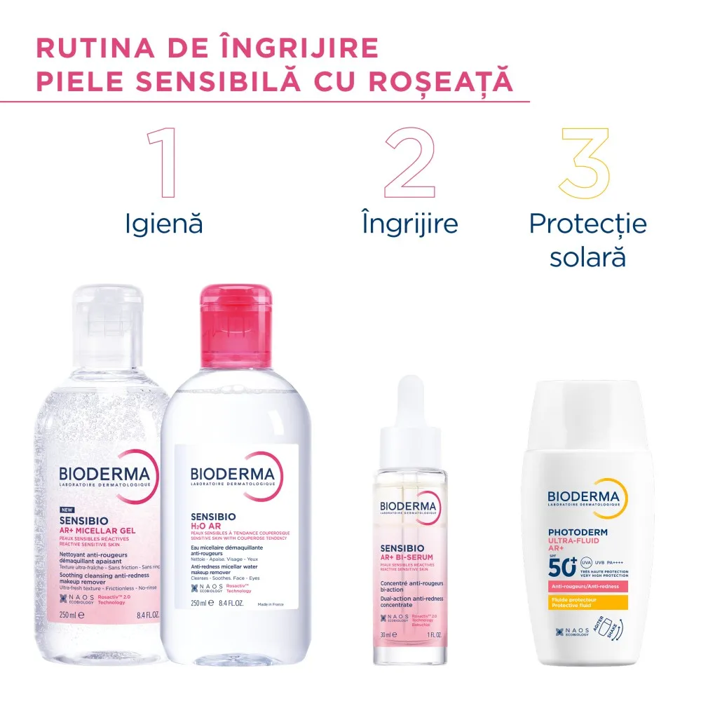 Protecție solară fluidă AR+ SPF50+ pentru piele sensibilă și reactivă, Photoderm, 40 ml, Bioderma