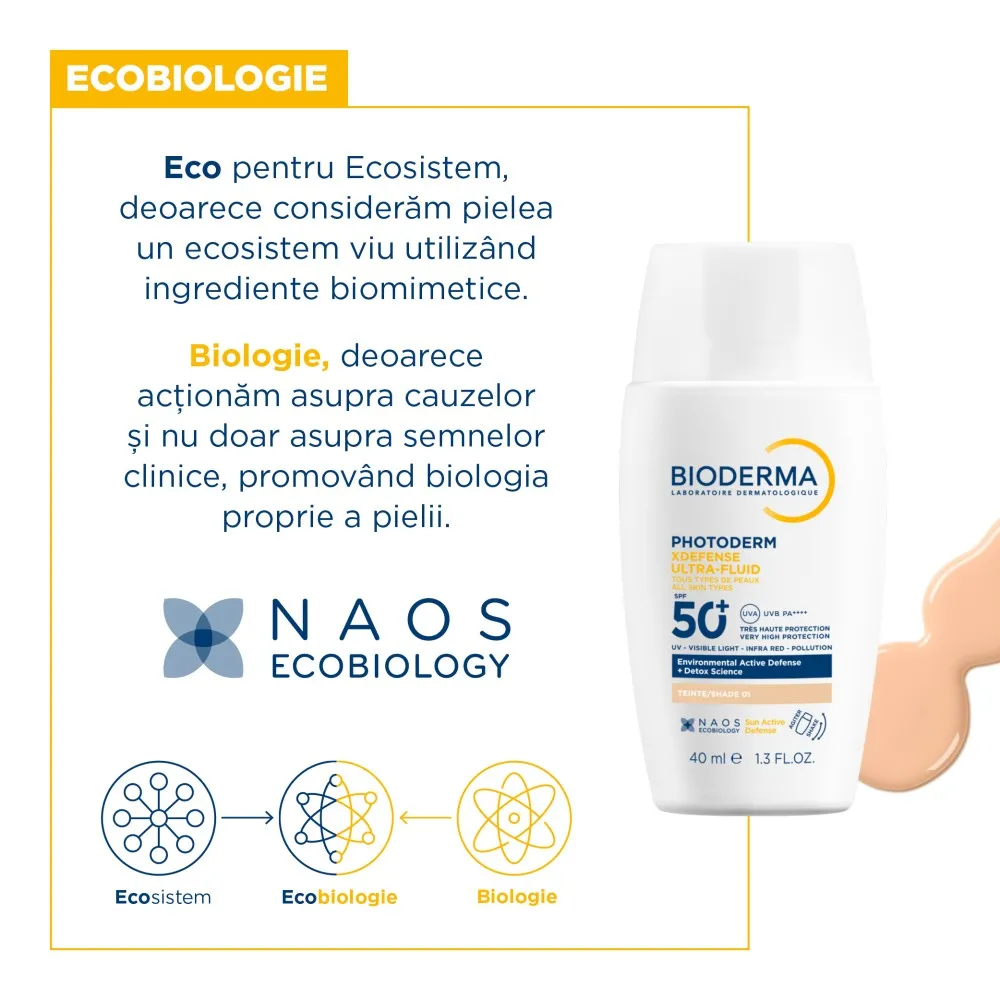 Protectie solara foarte inalta UVA/UVB Photoderm, Ultra-Fluid Colorat Fototip 1, 40 ml. Bioderma