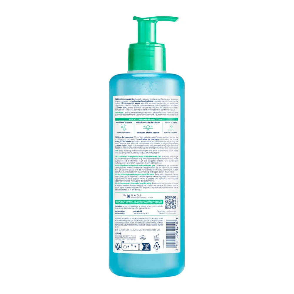 Gel Spumant de curatare purifiant pentru piele mixta si grasa Sebium, 400ml, Bioderma