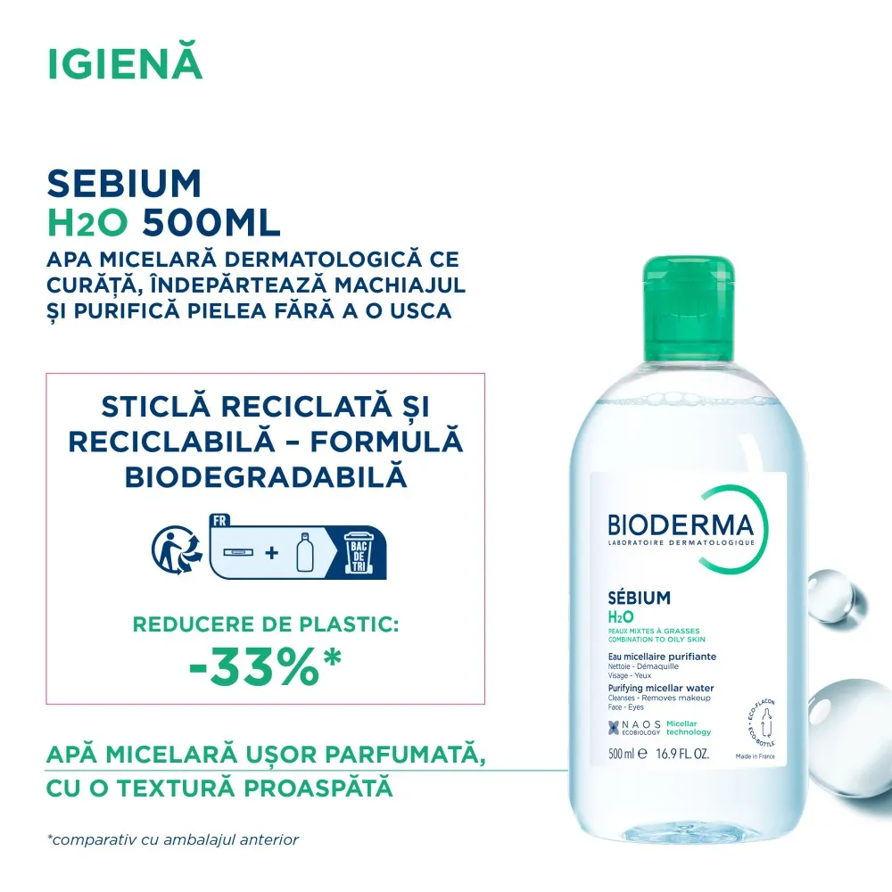 Solutie Micelara Sebium H2O New, 500ml, Bioderma